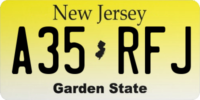 NJ license plate A35RFJ