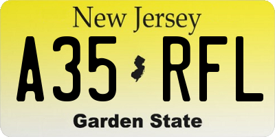 NJ license plate A35RFL