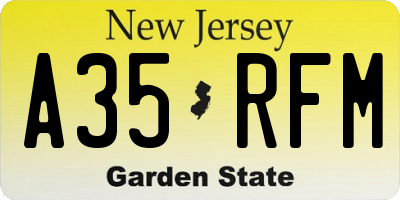 NJ license plate A35RFM