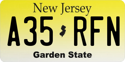 NJ license plate A35RFN