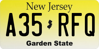NJ license plate A35RFQ