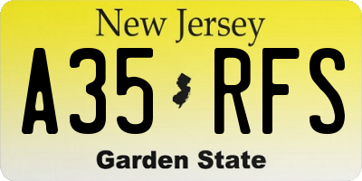 NJ license plate A35RFS