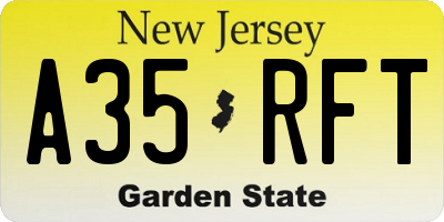 NJ license plate A35RFT