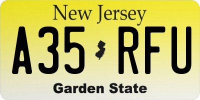 NJ license plate A35RFU