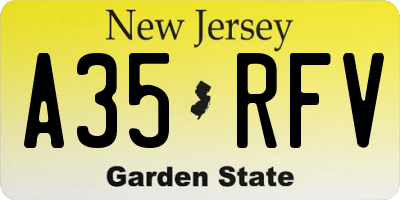 NJ license plate A35RFV