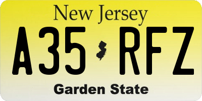 NJ license plate A35RFZ