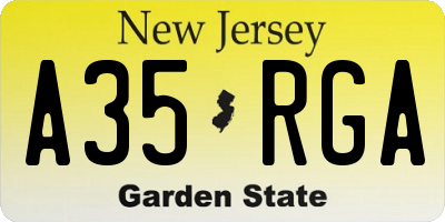 NJ license plate A35RGA