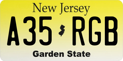 NJ license plate A35RGB