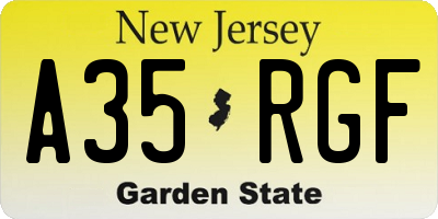 NJ license plate A35RGF