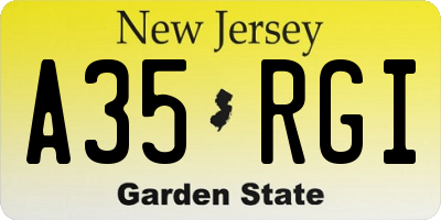 NJ license plate A35RGI