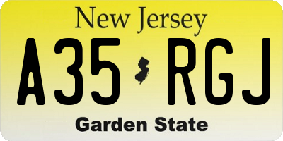 NJ license plate A35RGJ