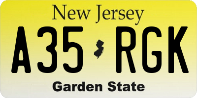 NJ license plate A35RGK
