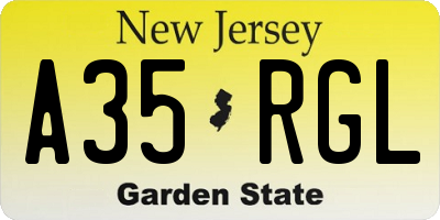 NJ license plate A35RGL