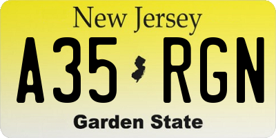 NJ license plate A35RGN