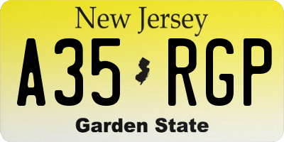 NJ license plate A35RGP