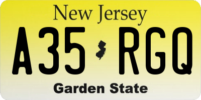 NJ license plate A35RGQ