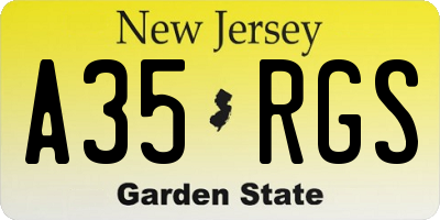 NJ license plate A35RGS