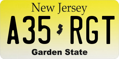 NJ license plate A35RGT
