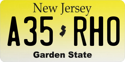 NJ license plate A35RHO
