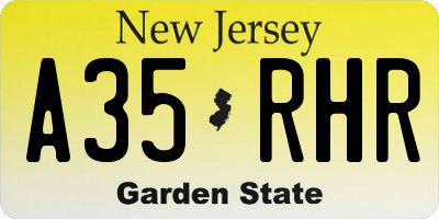 NJ license plate A35RHR