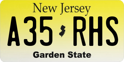 NJ license plate A35RHS