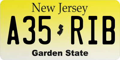 NJ license plate A35RIB