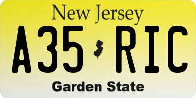 NJ license plate A35RIC