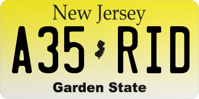 NJ license plate A35RID