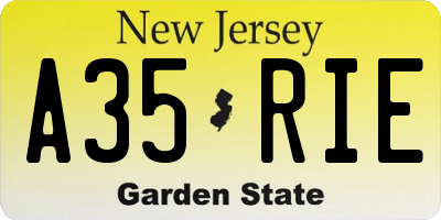 NJ license plate A35RIE