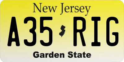 NJ license plate A35RIG
