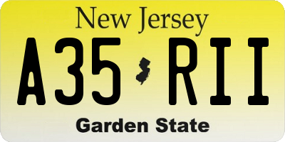 NJ license plate A35RII