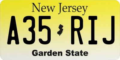 NJ license plate A35RIJ