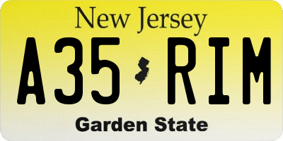 NJ license plate A35RIM