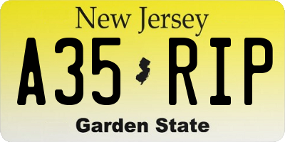 NJ license plate A35RIP