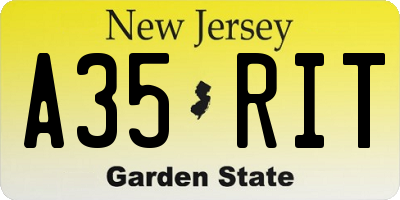 NJ license plate A35RIT