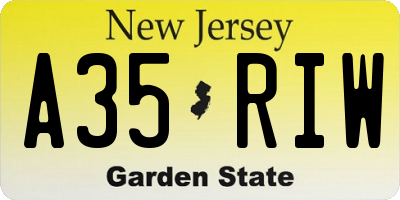 NJ license plate A35RIW