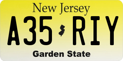 NJ license plate A35RIY