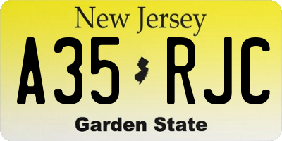 NJ license plate A35RJC