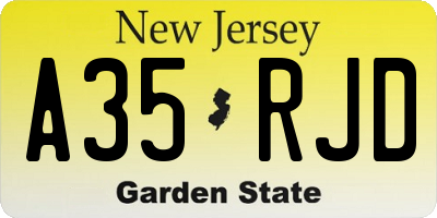 NJ license plate A35RJD