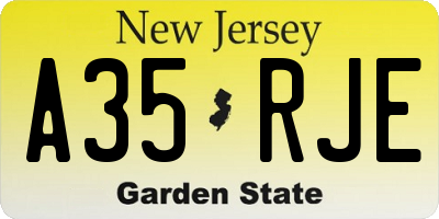NJ license plate A35RJE