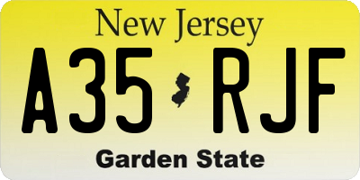 NJ license plate A35RJF