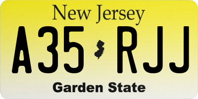NJ license plate A35RJJ