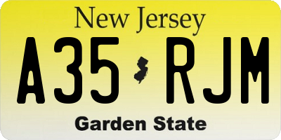 NJ license plate A35RJM