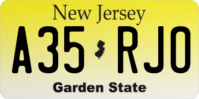 NJ license plate A35RJO