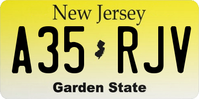 NJ license plate A35RJV