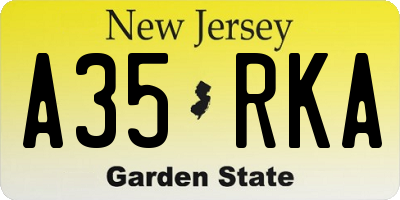 NJ license plate A35RKA
