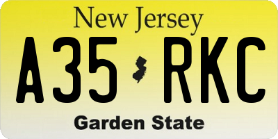 NJ license plate A35RKC