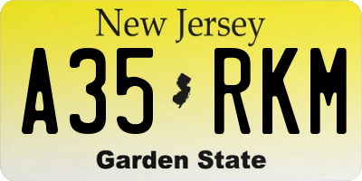 NJ license plate A35RKM