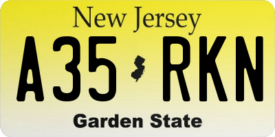 NJ license plate A35RKN