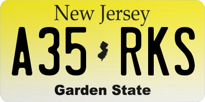 NJ license plate A35RKS